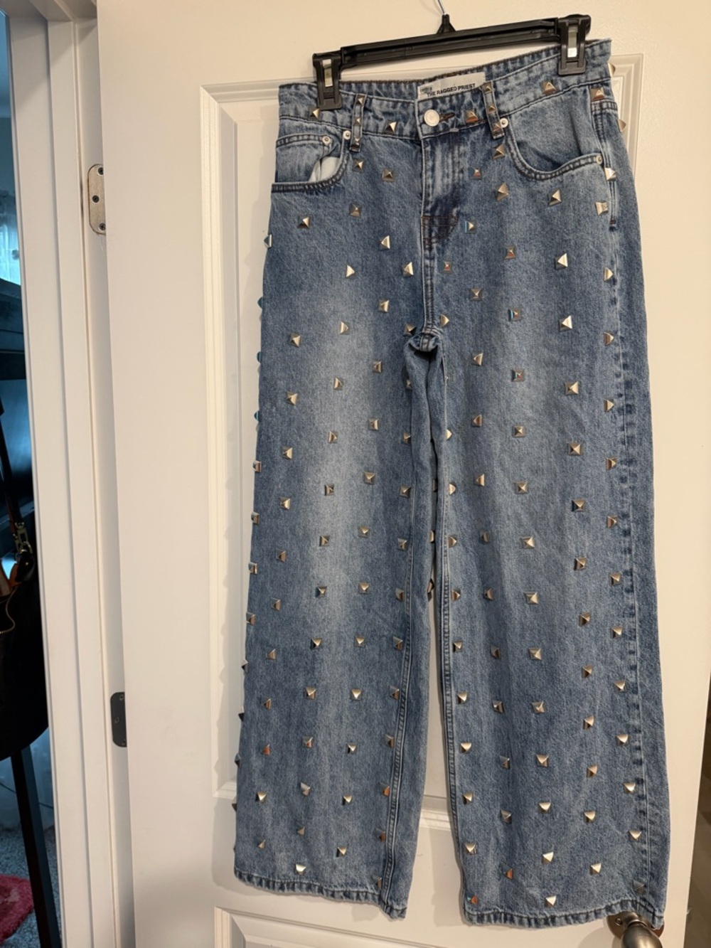 The Ragged Priest Light Blue Studded Wide-Leg Jeans 🔥 Size 25 - Picture 4 of 5